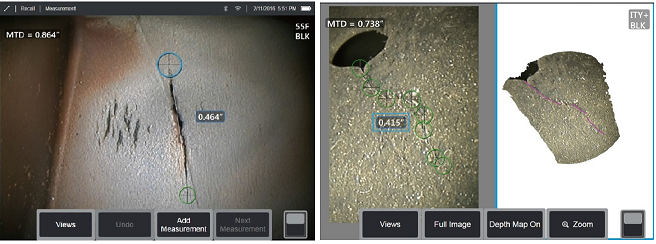 使用工業(yè)內(nèi)窺鏡測(cè)量裂紋裂縫的長(zhǎng)度 使用工業(yè)內(nèi)窺鏡測(cè)量裂紋裂縫的長(zhǎng)度